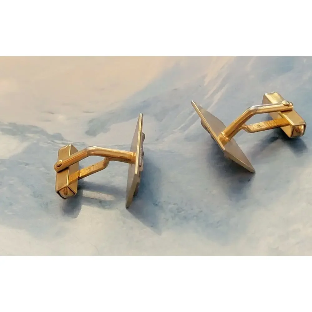 Vintage Swank Racing Horse Head CuffLinks Gold-tone Silver-tone Cuff Links cl-